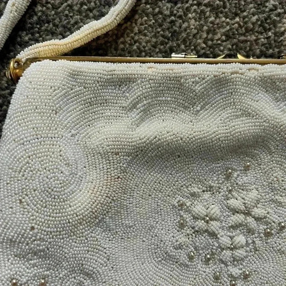 Denise Francelle Paris ivory hand-beaded clutch bag or use with beaded handle. - Picture 4 of 9